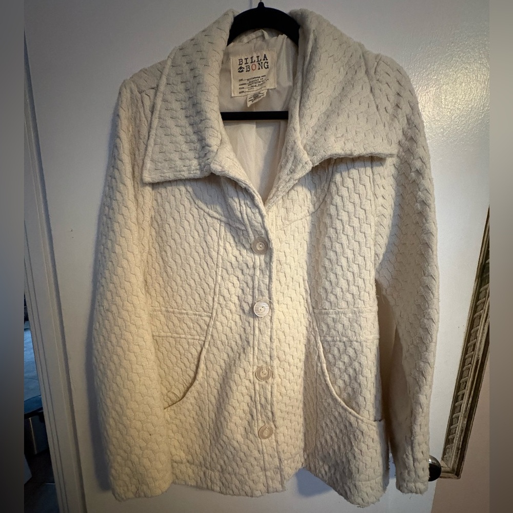 Billabong Vintage Cream Textured Button Jacket